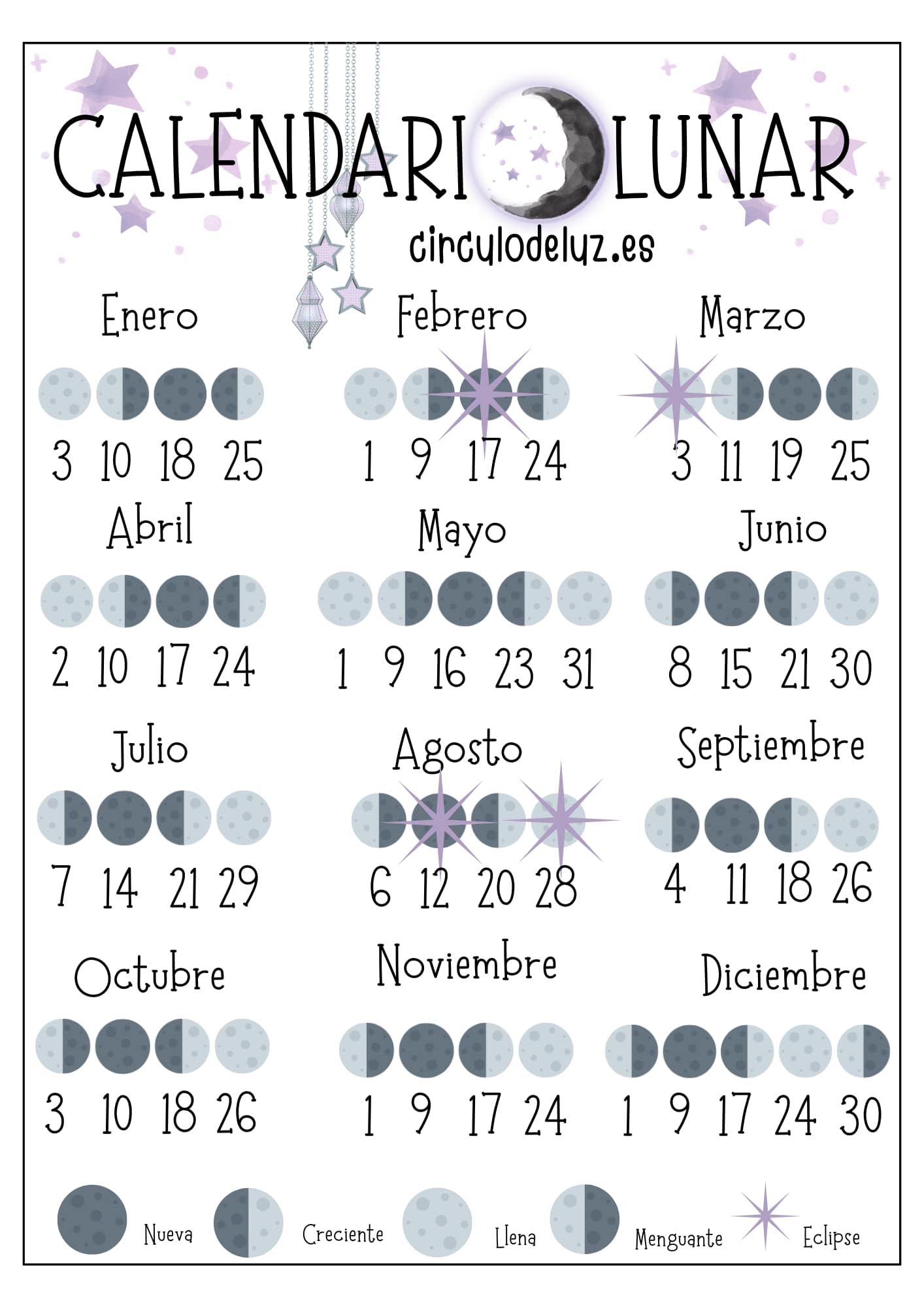 CALENDARIO LUNAR 2026